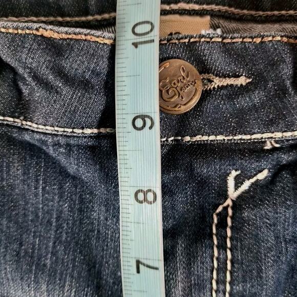 Earl Capri Jeans Womens 12 Blue Dark Stretch Denim Mid Rise Cuffed Thick Stitch - Picture 11 of 13